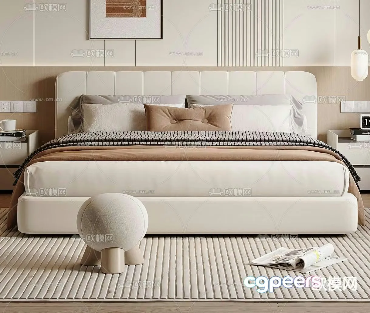 Modern double bed 3d model