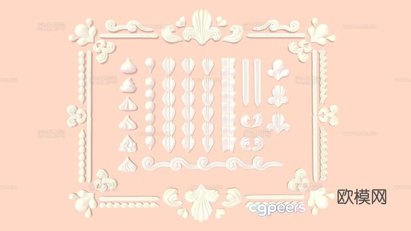 Food and drink Cream styling Cream lace Cake decoration Cute decoration Food 3d model
