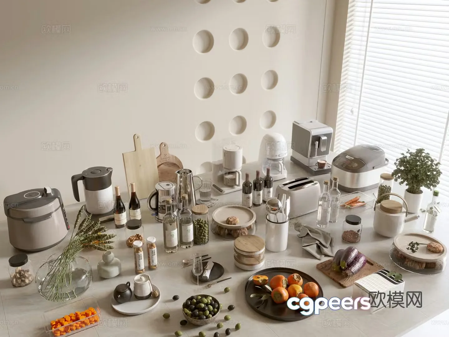 Modern ornament combination Kitchen supplies Kitchenware Tableware Kitchen appliances Art ornaments Dining table 3D model