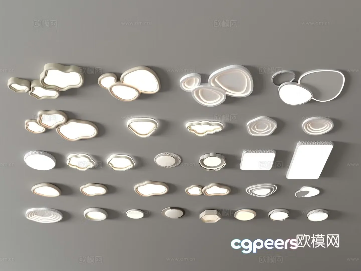 Ceiling light Living room main light Creamy cloud square Restaurant lamp Bedroom Lighting combination 3D model