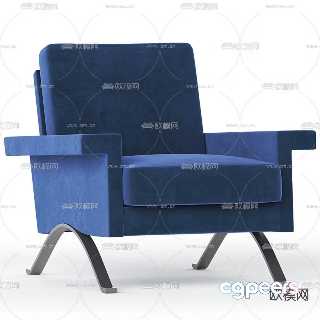 Cassina Klein Blue Lounge Chair 3d model