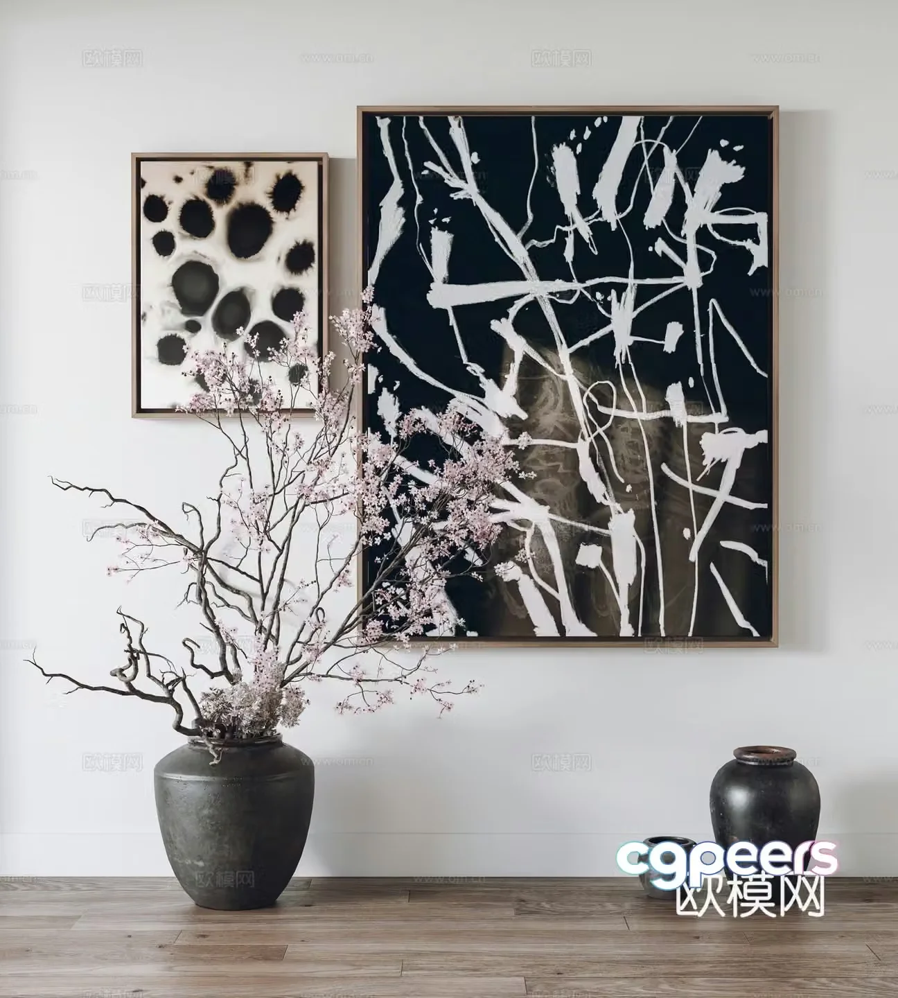 Modern hanging paintings decorative paintings ornaments 3D model of ceramic jars