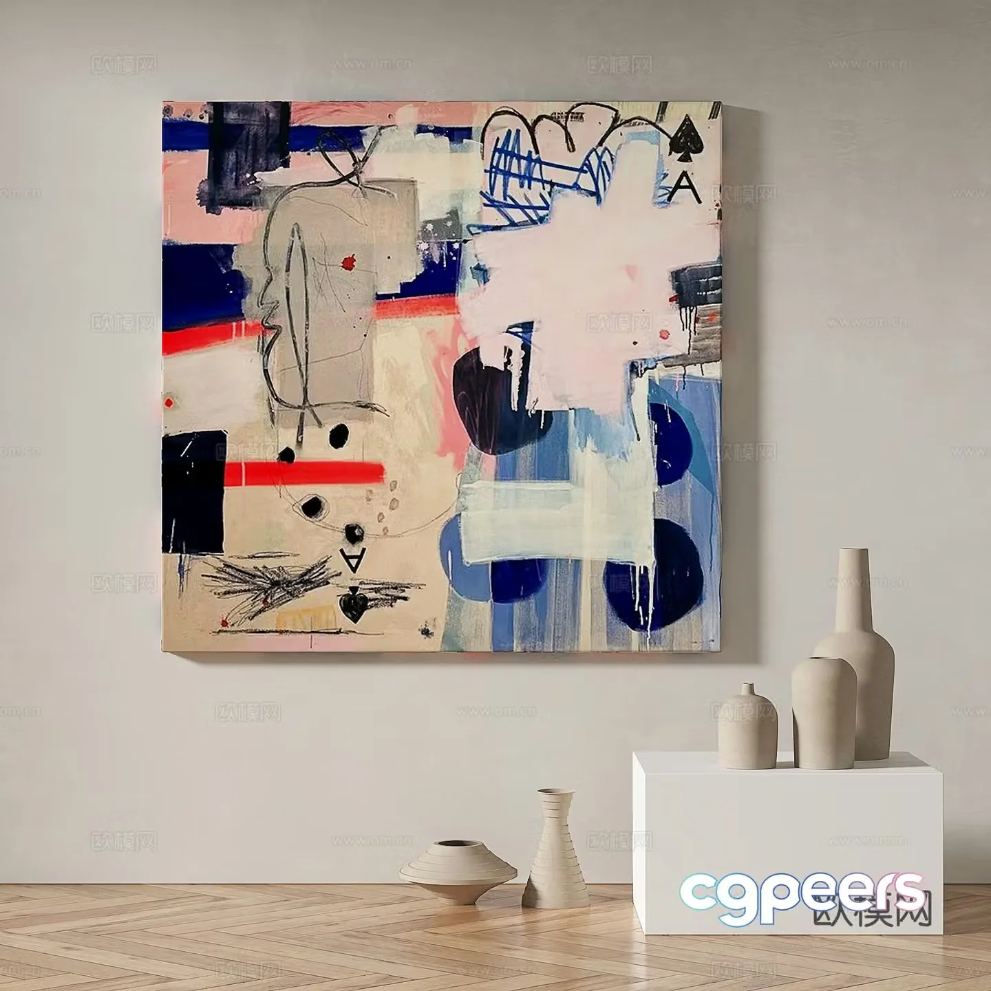 Modern minimalist abstract decorative painting 3d model