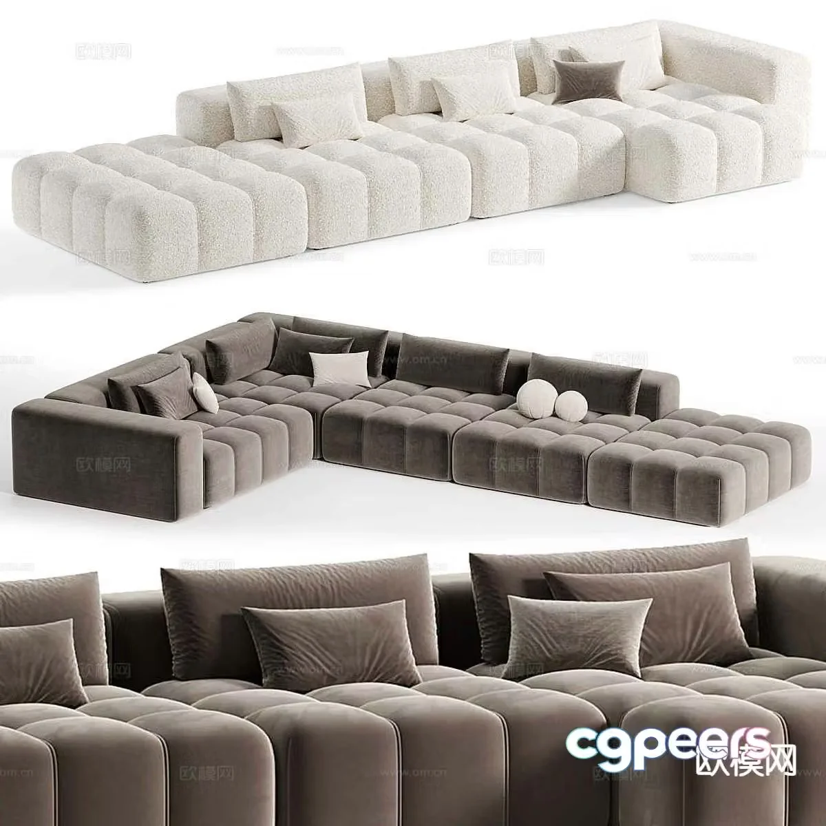 Multi-person sofa corner sofa 3d model