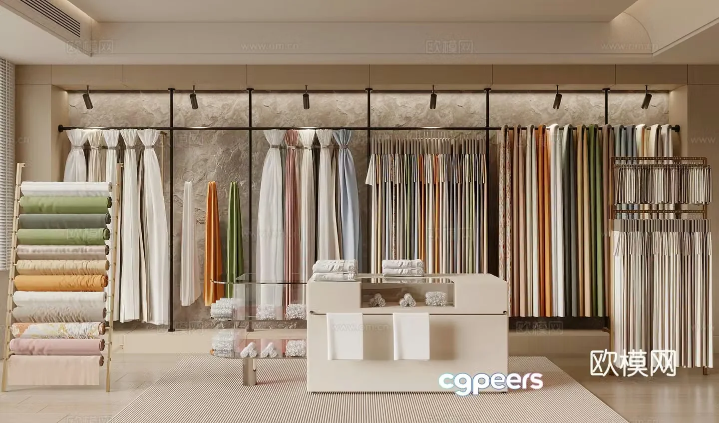 Modern fabric showroom 3d model