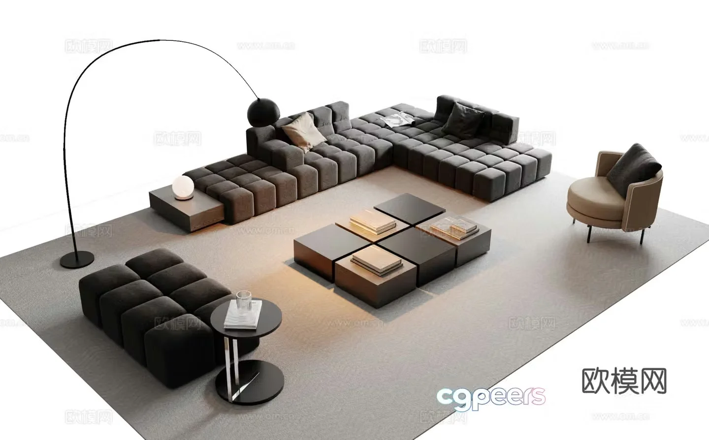 Modern sectional sofa 3d model