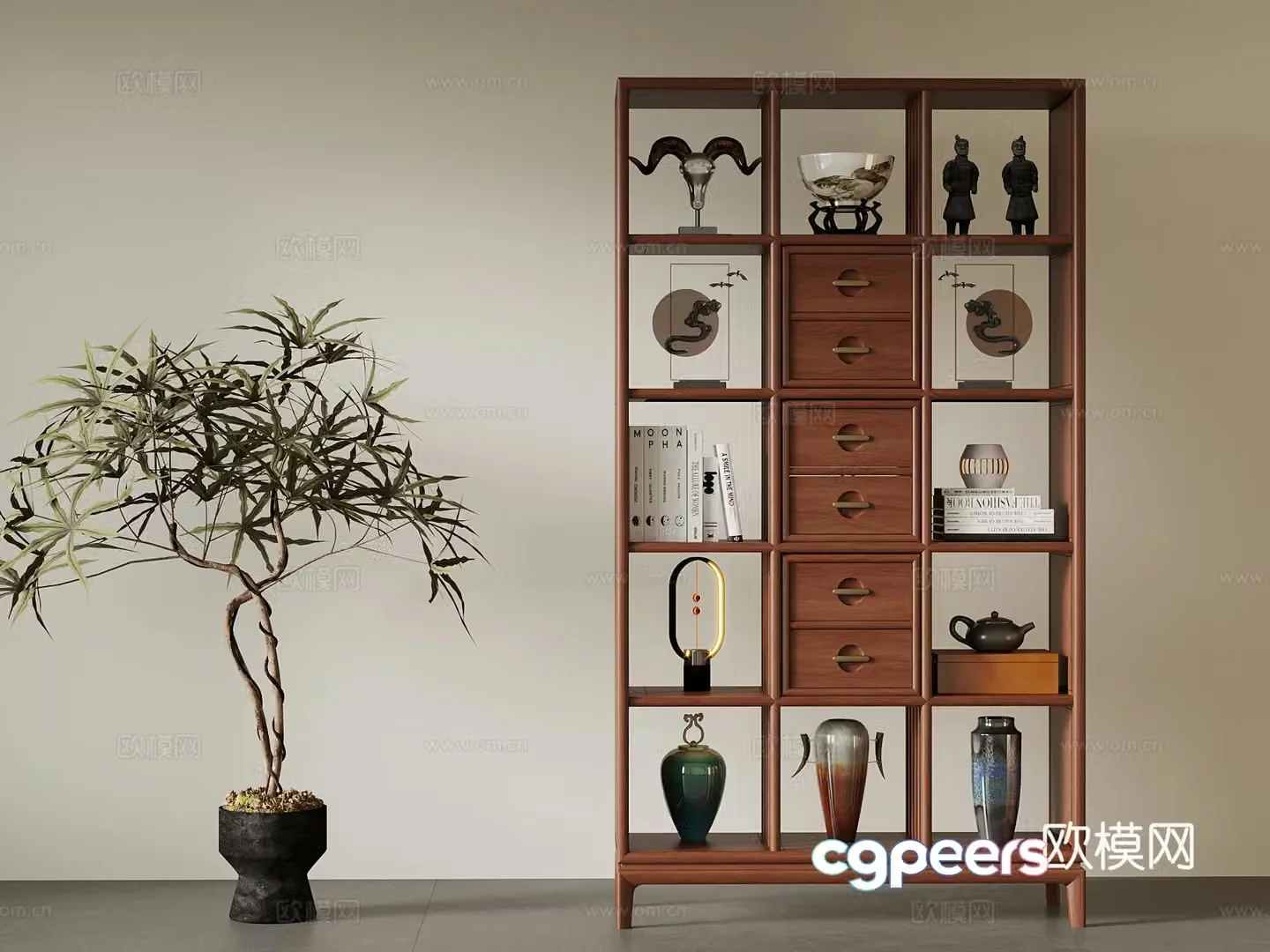 New Chinese style 3D model of Bo Gu shelf