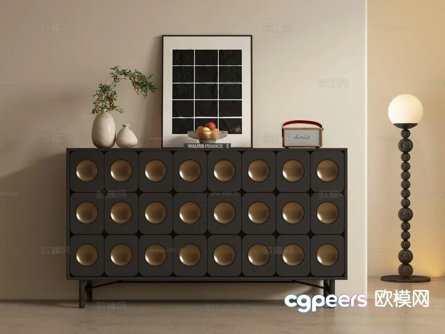 French chest of drawers entrance cabinet sideboard 3D model