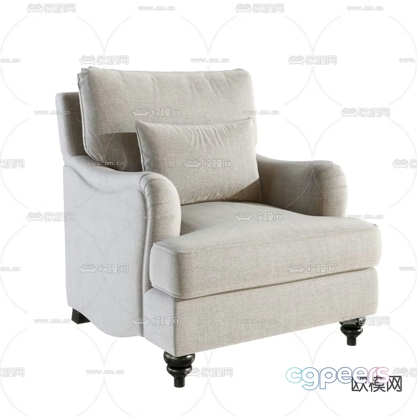 baker single sofa leisure sofa 3d model