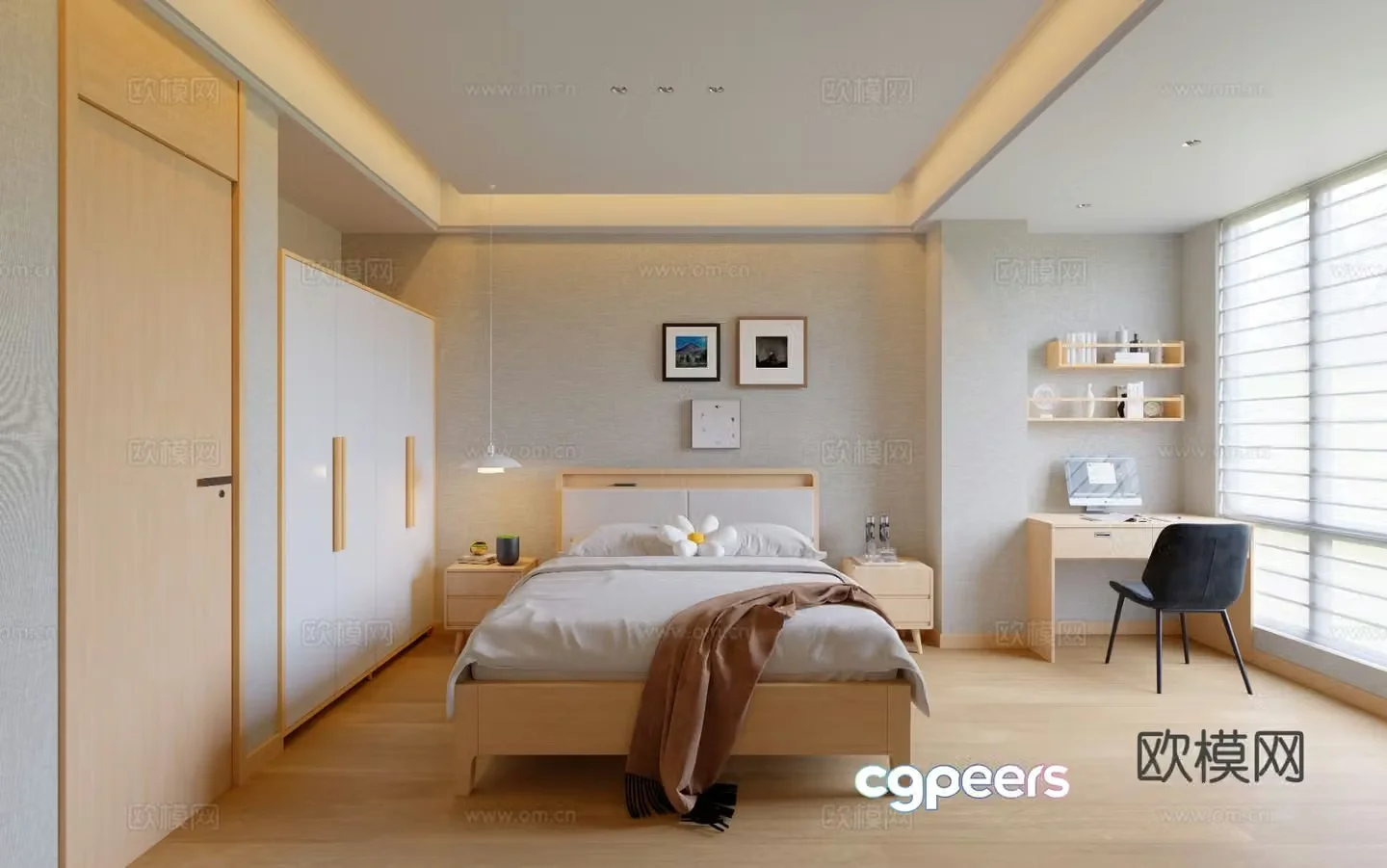 Log style bedroom second bedroom teen room 3D model