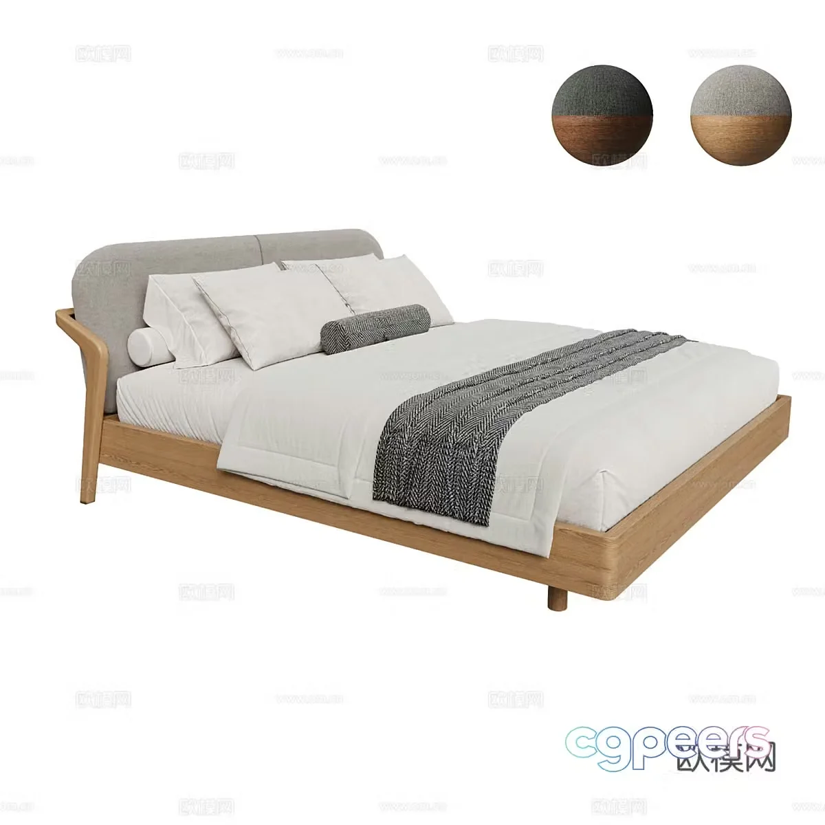 Modern simple double bed Double bed Simple bed Bedroom bed Pillow 3D model