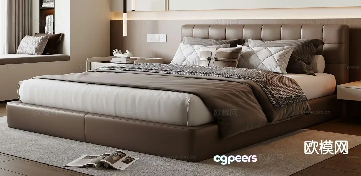 Italian double bed 3d model