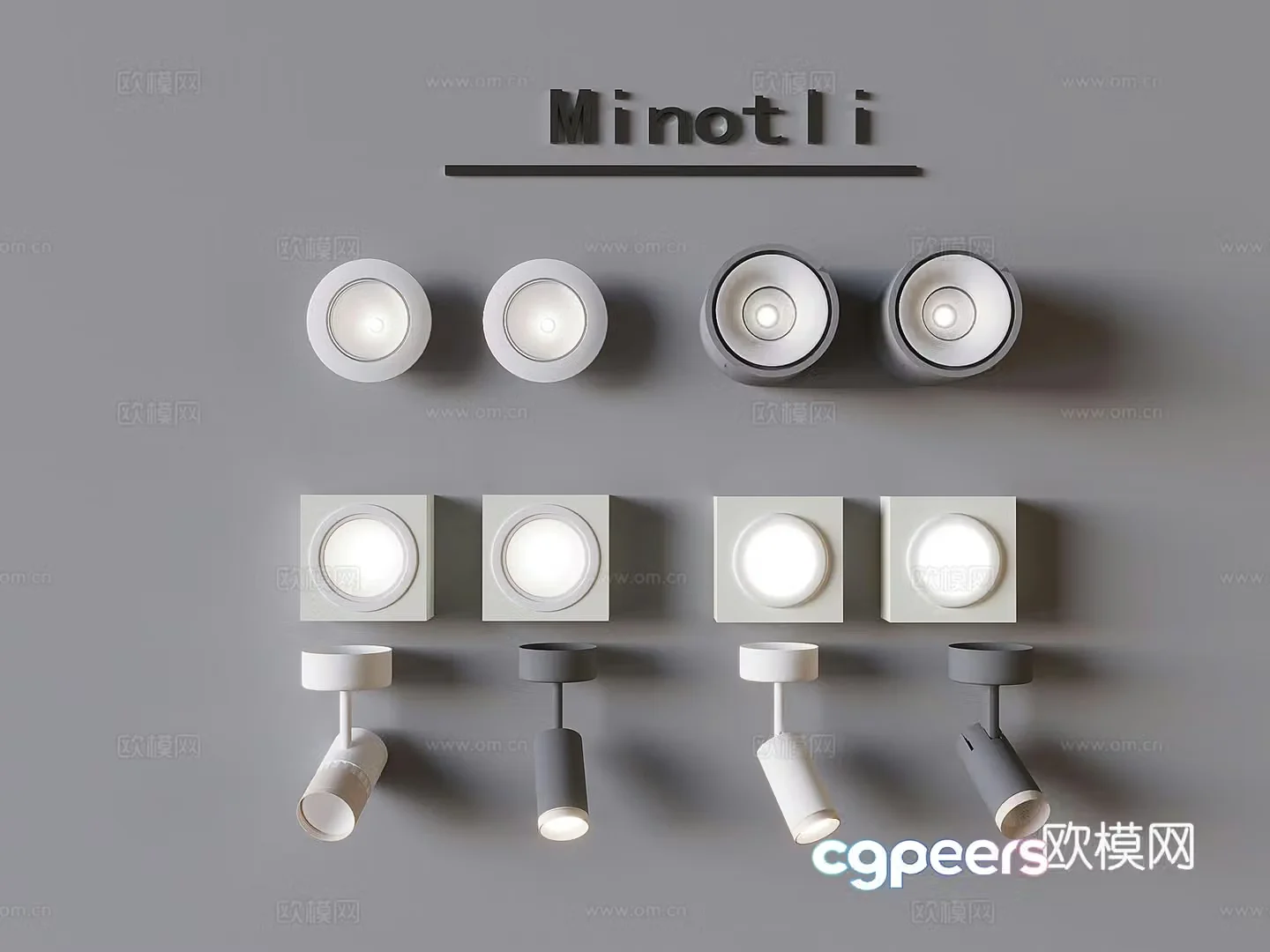 Turning downlight long tube spotlight grille lamp 3d model