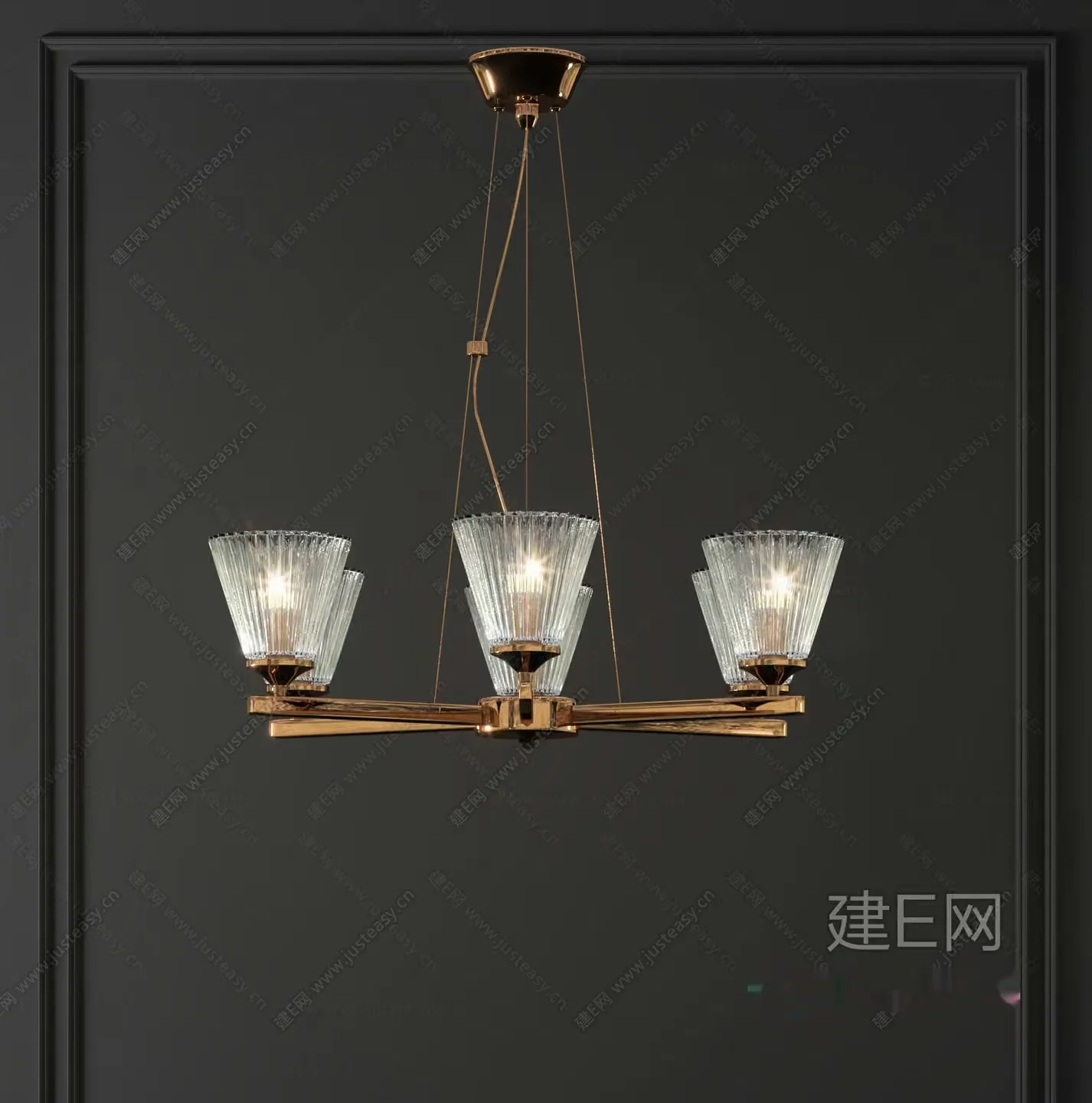 Gold Light Fixture 3D Model – 23437 – VRAY Render