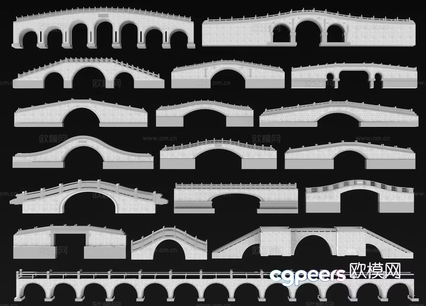 Chinese style stone arch bridge stone bridge landscape bridge covered bridge stone bridge small bridge ancient bridge flat bridge 3D model