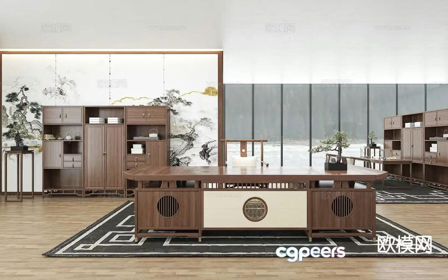 New Chinese desk desk 3d model