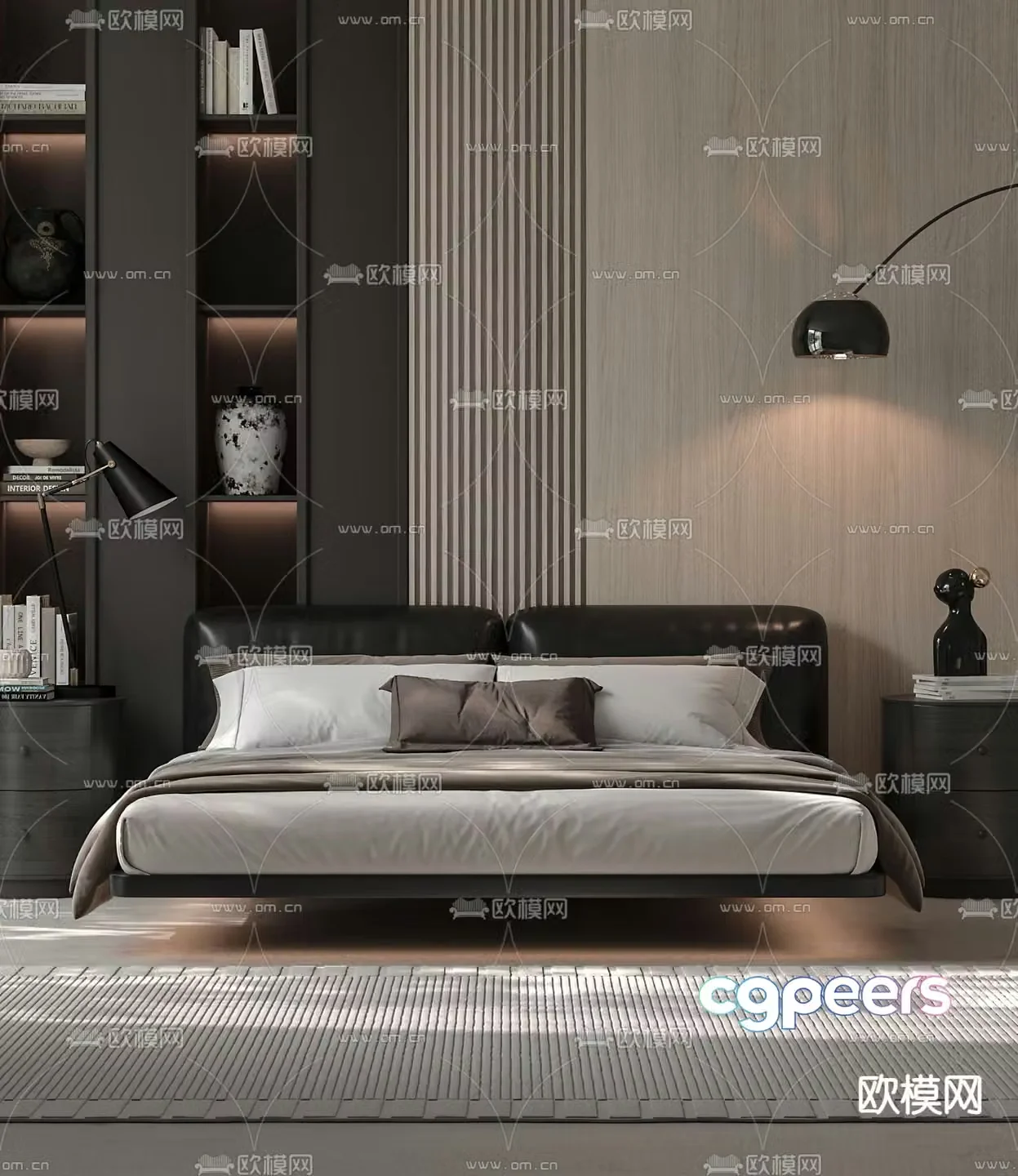 Minimalist double bed 3d model