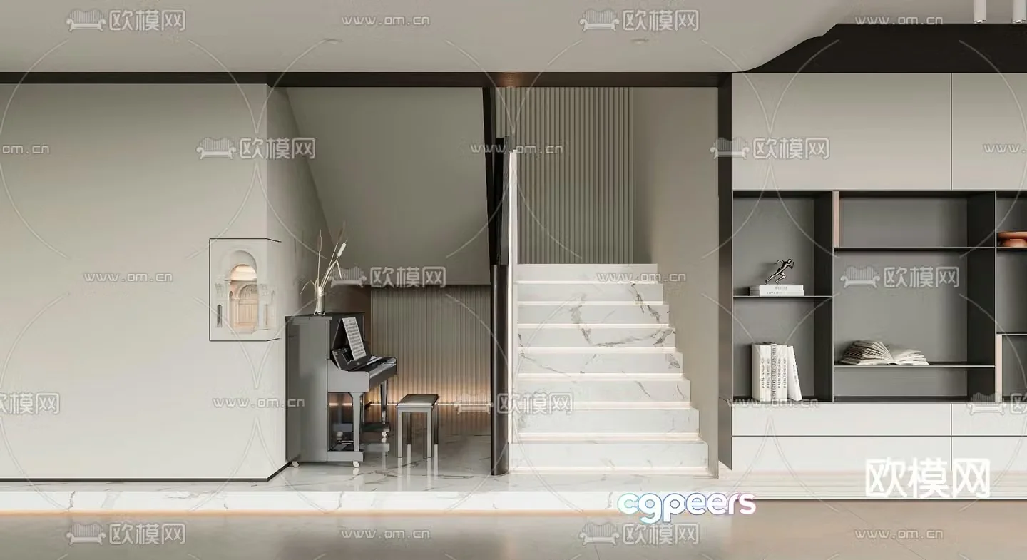 Handrail Stair Corner Stair 3D Model
