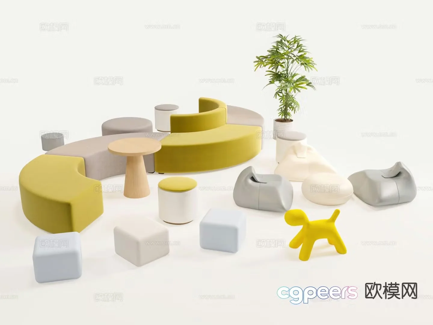 Modern office sofa lobby sofa 3d model