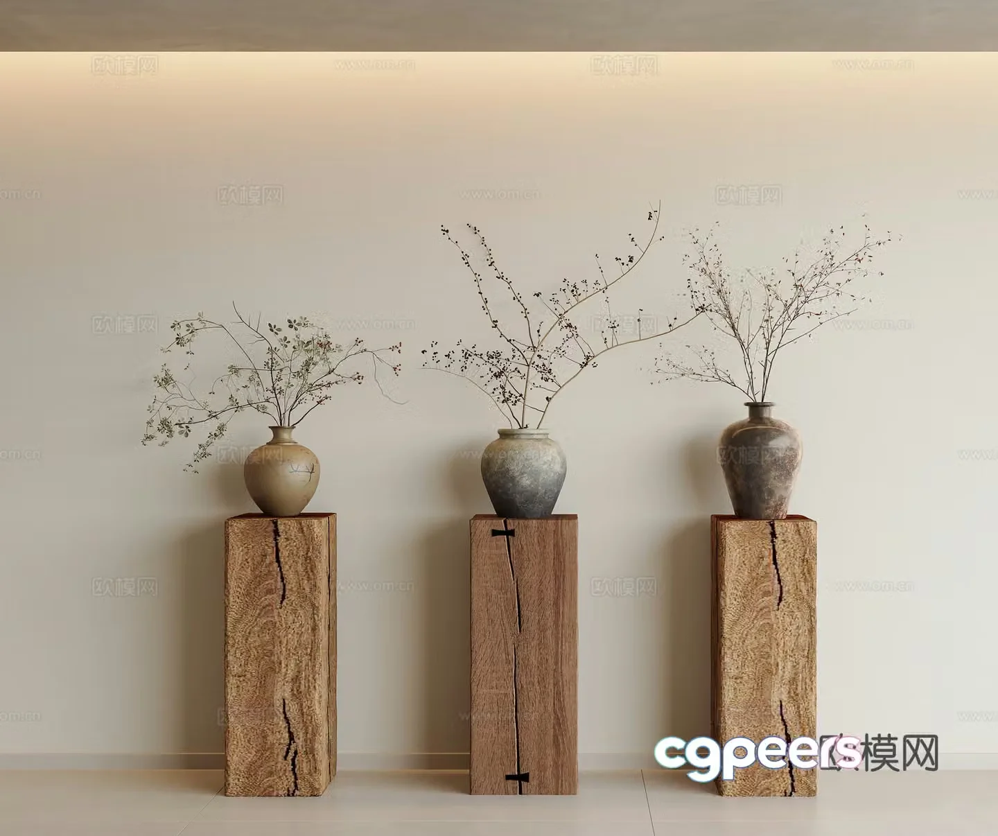 Middle Ages of Wabi Sai Flower Art Dry Branch Art Potted Dry Branch Medium Style Dry Branch Ornaments Dry Branch Art 3D Model