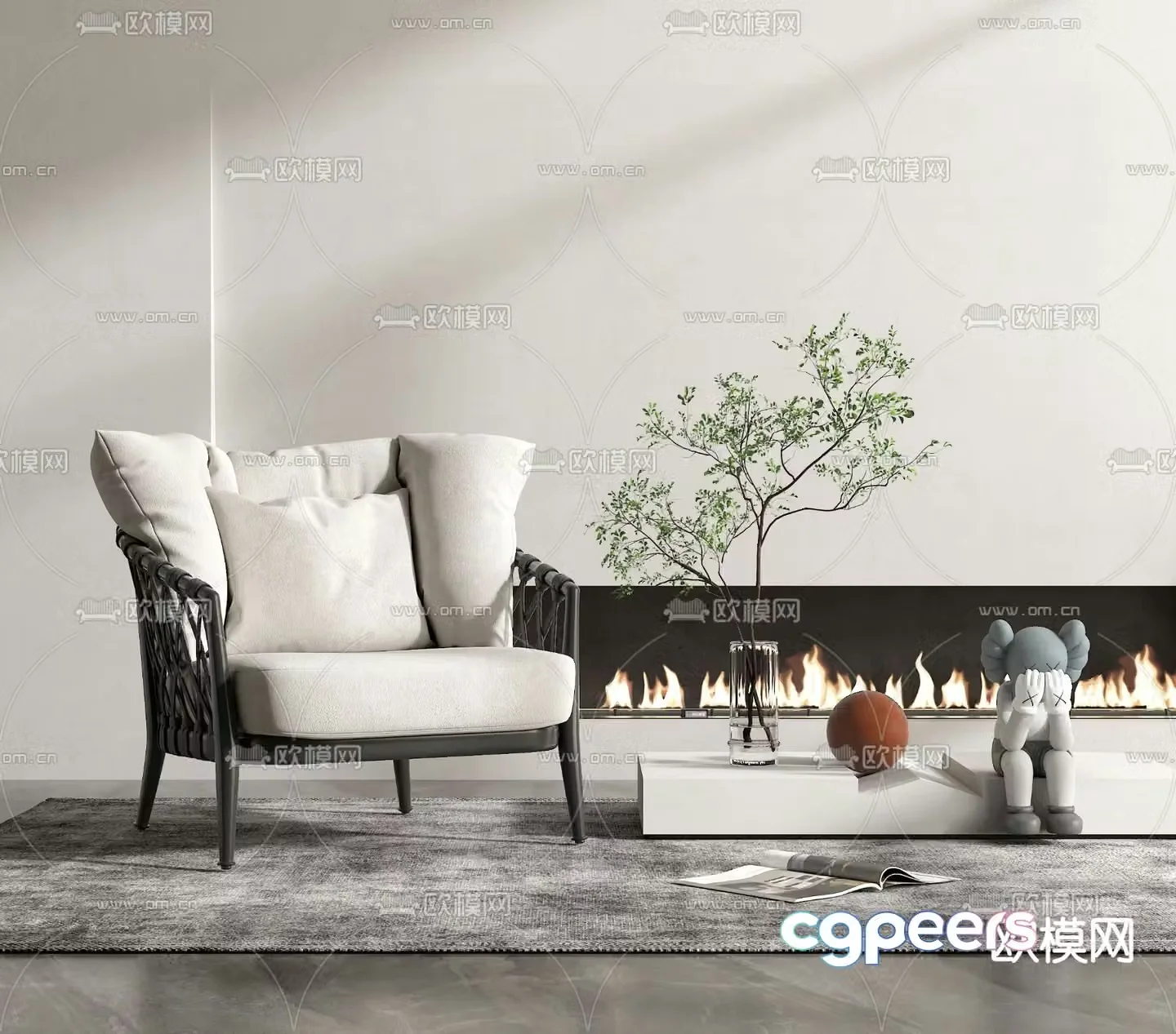 B&B Italia modern fabric lounge chair 3d model