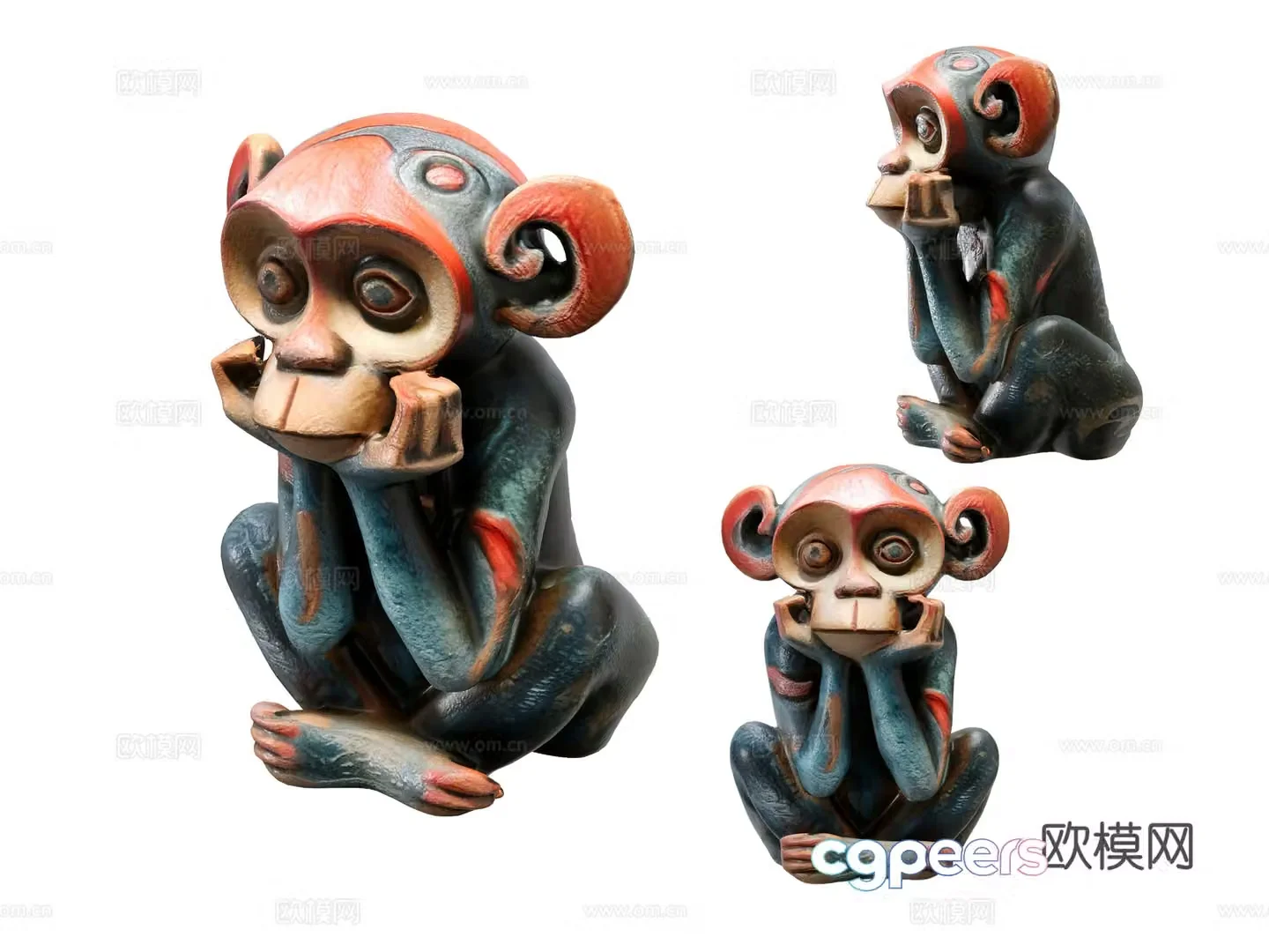 Monkey sculpture art ornaments 3d model