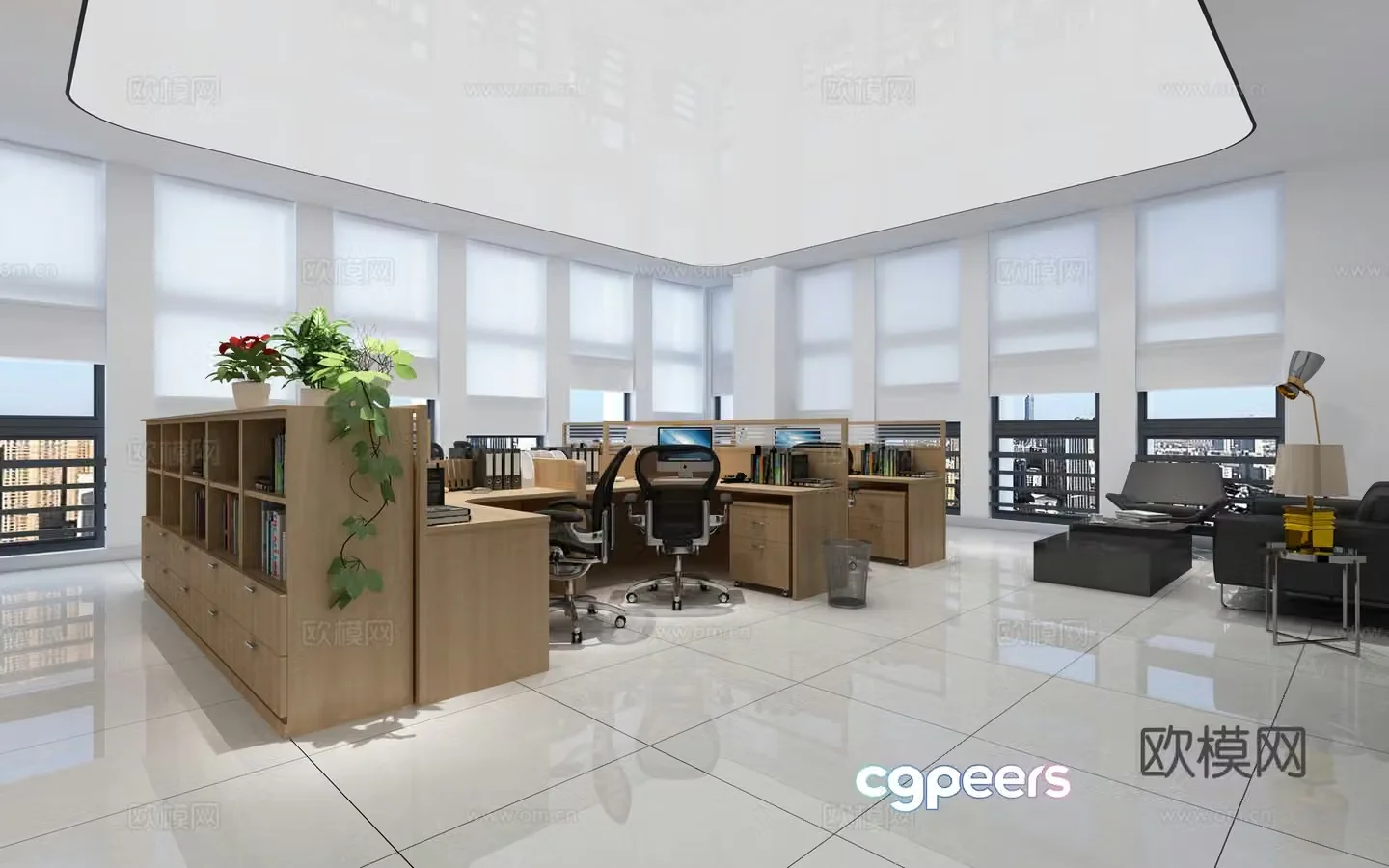 Public office area office 3d model