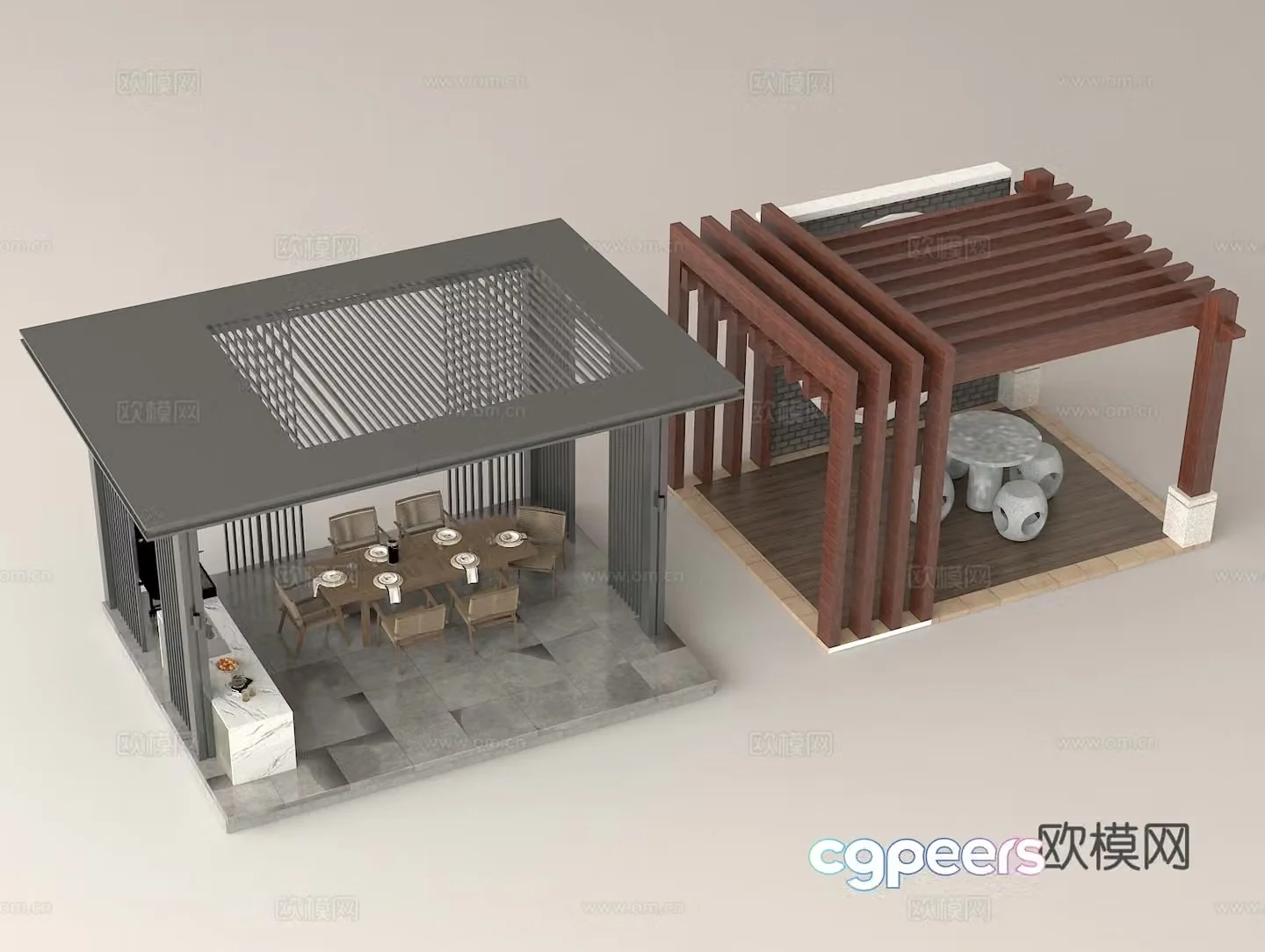 Outdoor leisure courtyard design pavilion design terrace landscape leisure terrace 3d model
