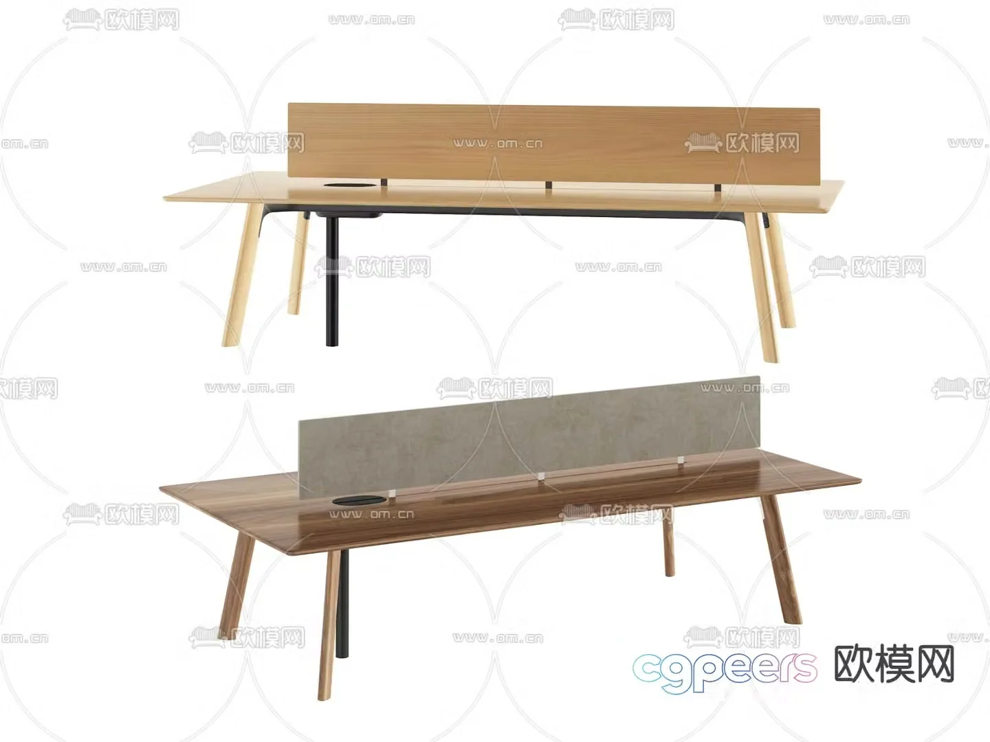 Wooden desk card space desk 3D model