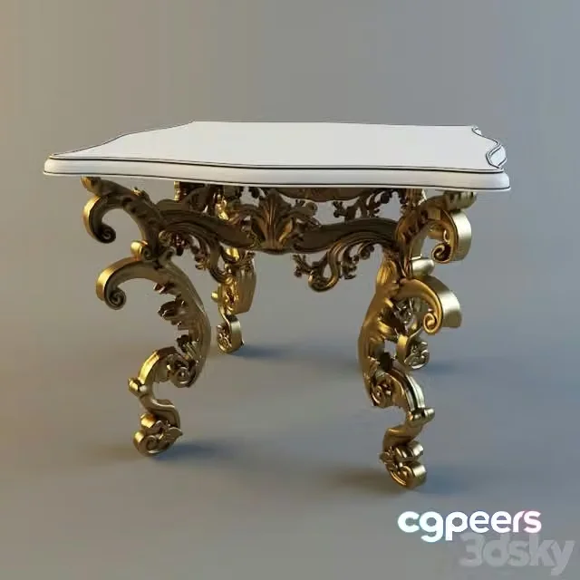 3ds Max Free – Dining table (Solid wood, gilding, enamel)
