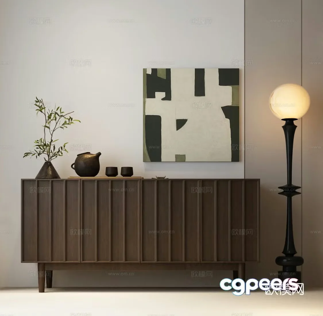 Porch cabinet modern side cabinet modern porch cabinet modern chest of cabinet decorative cabinet floor lamp decorative 3D model