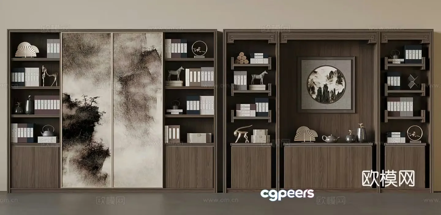 New Chinese bookcase 3D model