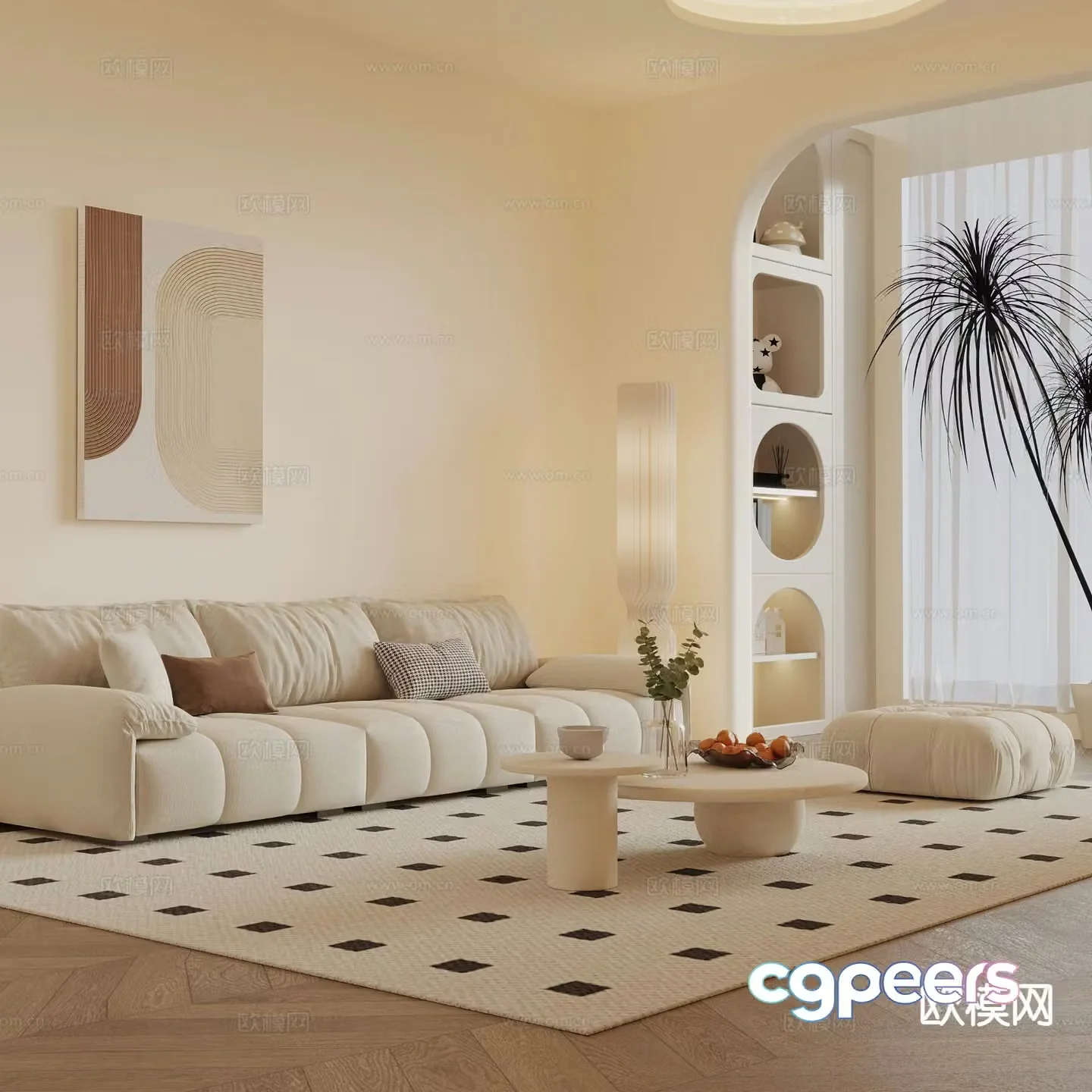 Cream style sofa modular sofa 3d model