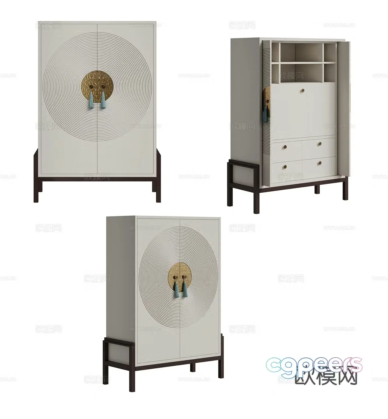 Chinese side cabinet entrance cabinet 3D model