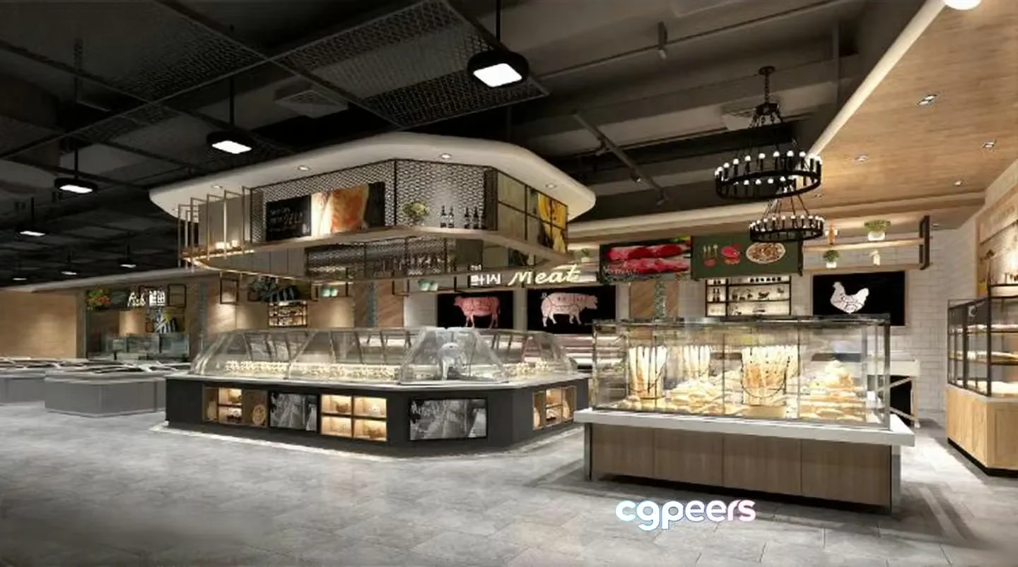 Modern Food Market 3D Model – 3071 – VRAY Render