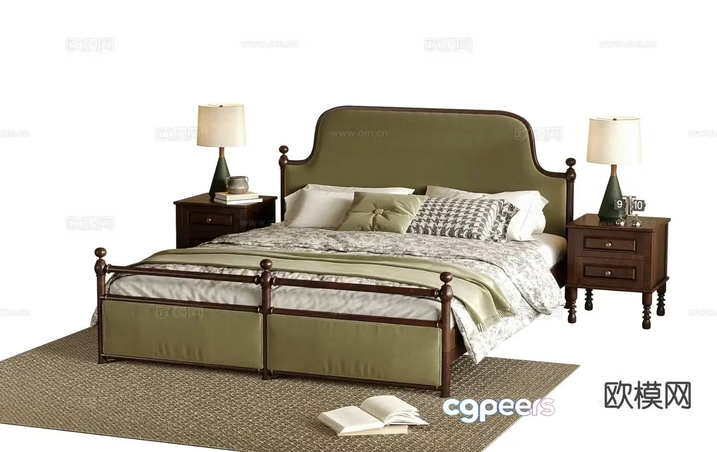 French double bed 3d model