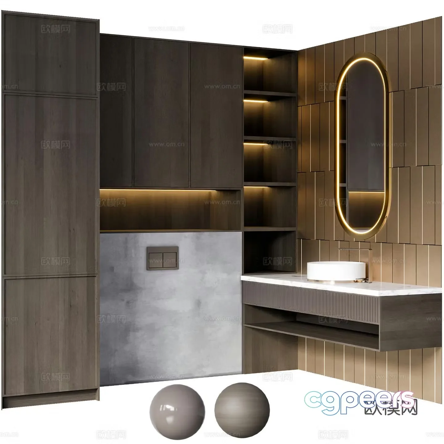Modern Italian light luxury bathroom cabinet 3D model