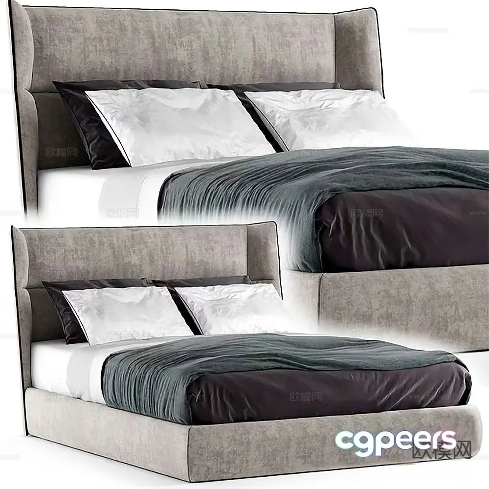 Modern double bed 3d model