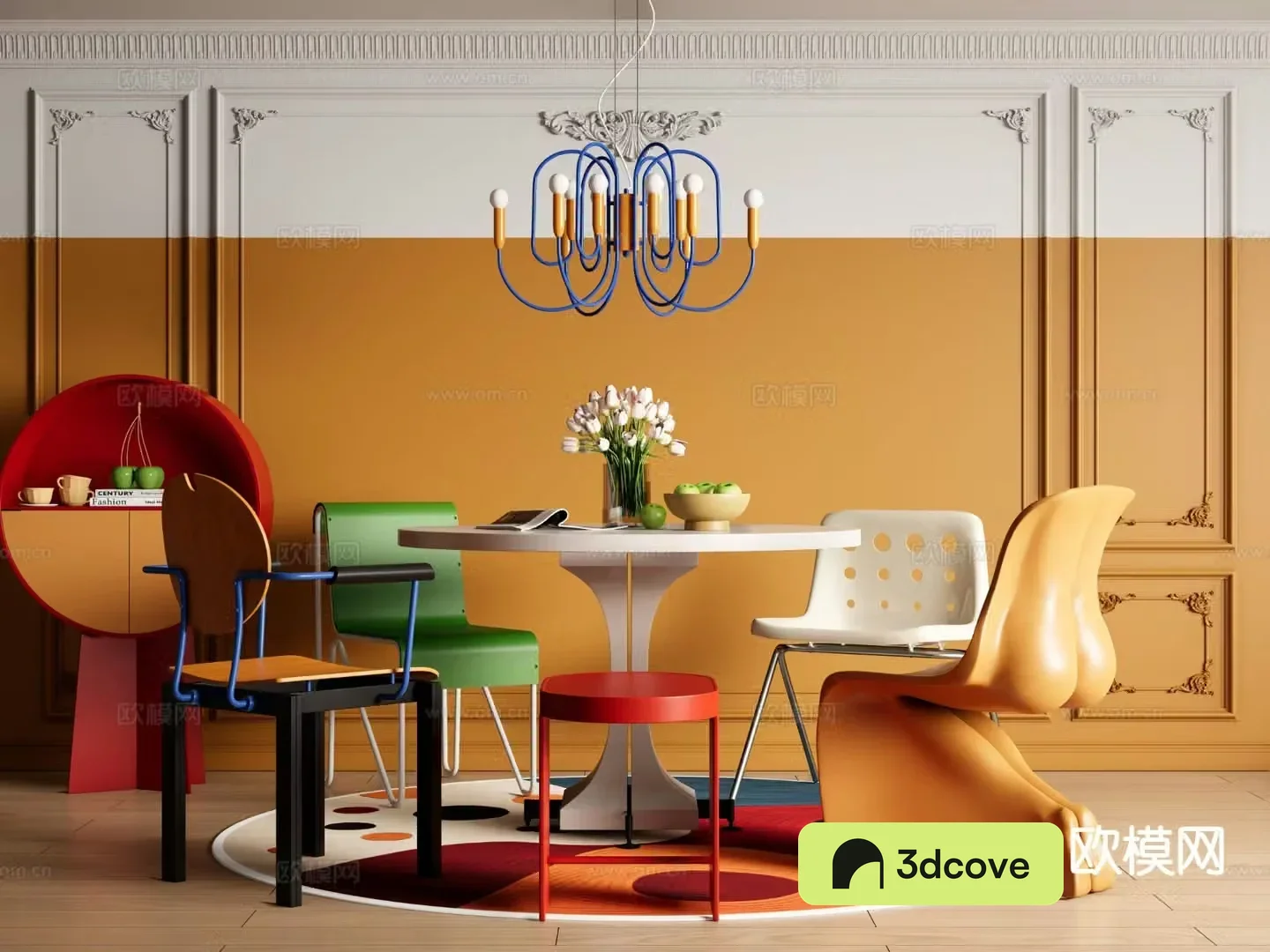 Memphis style dining table and chairs