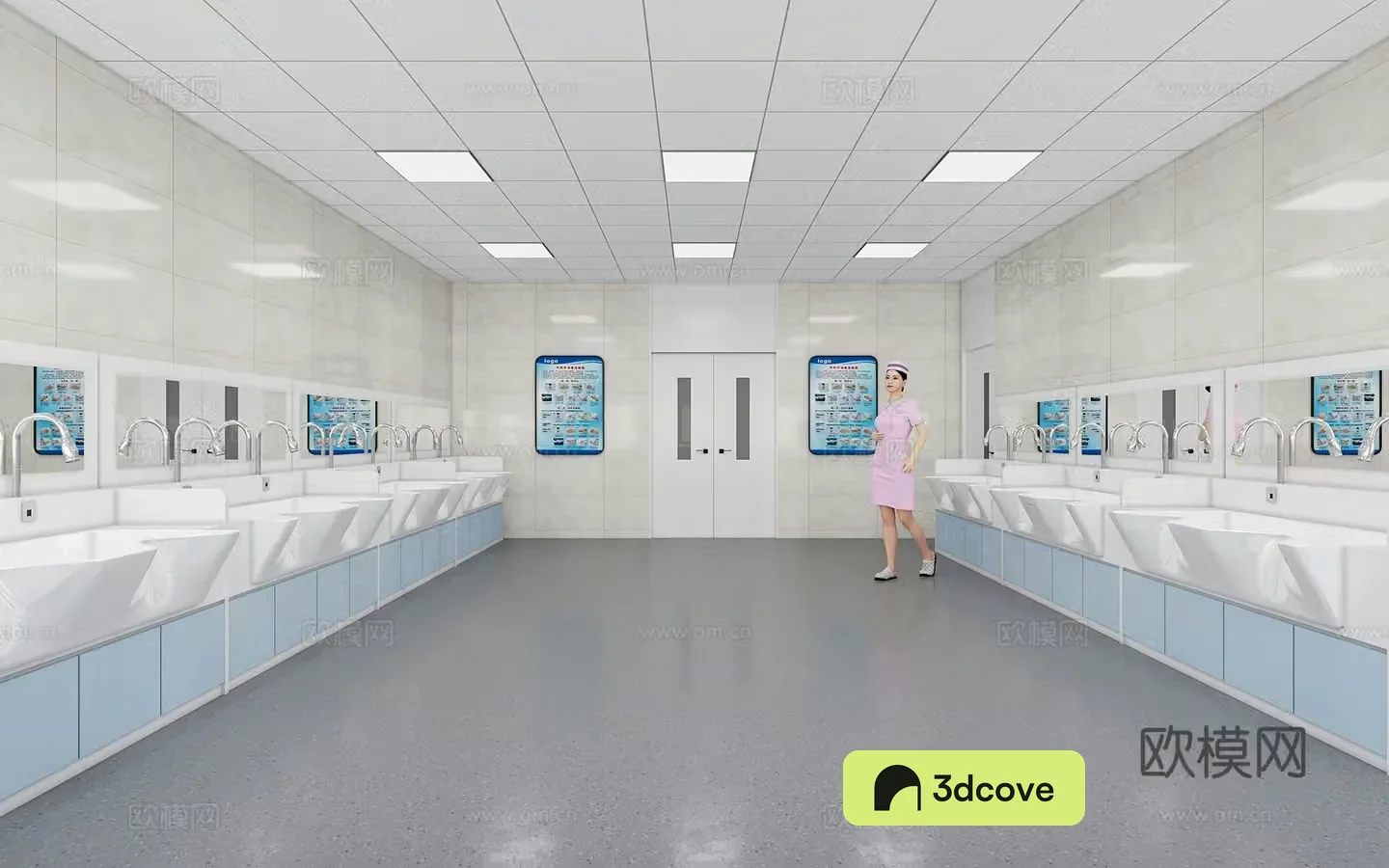 Modern operating room brush hand room locker room