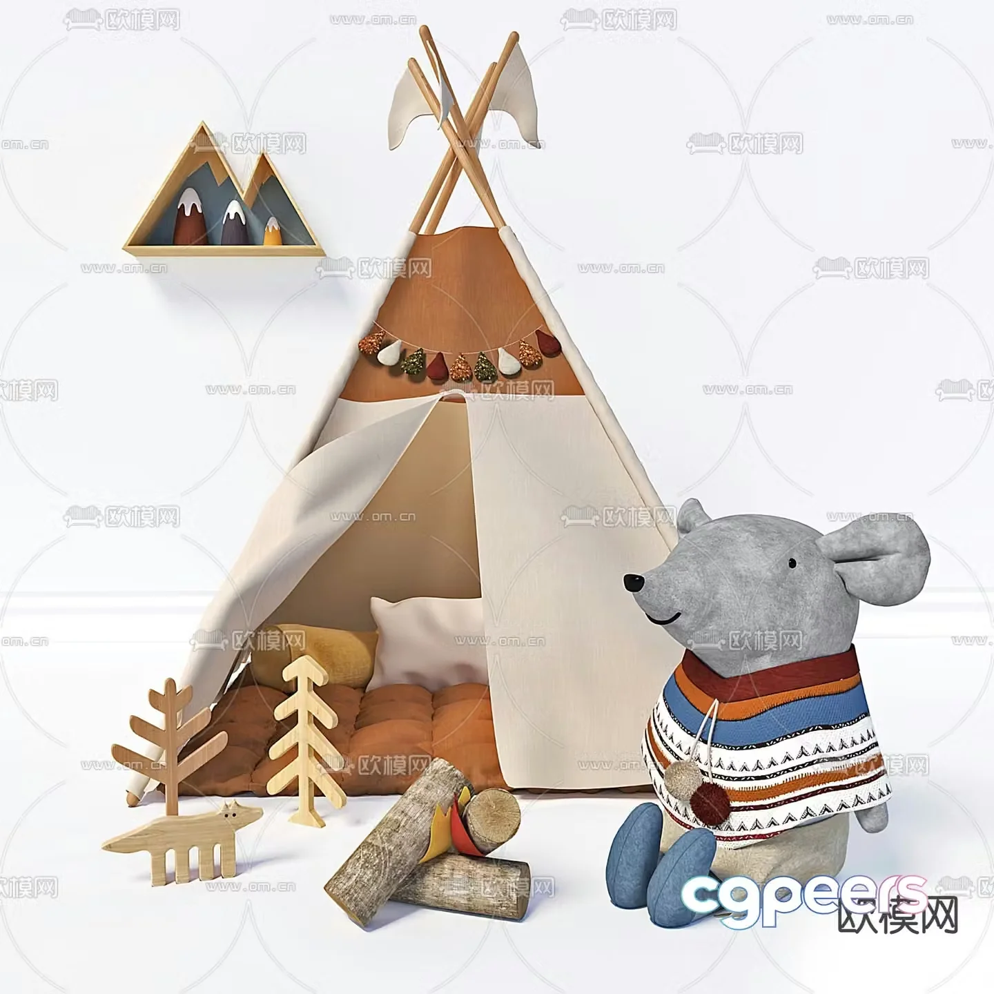 Children’s tent bed cartoon tent bed 3d model