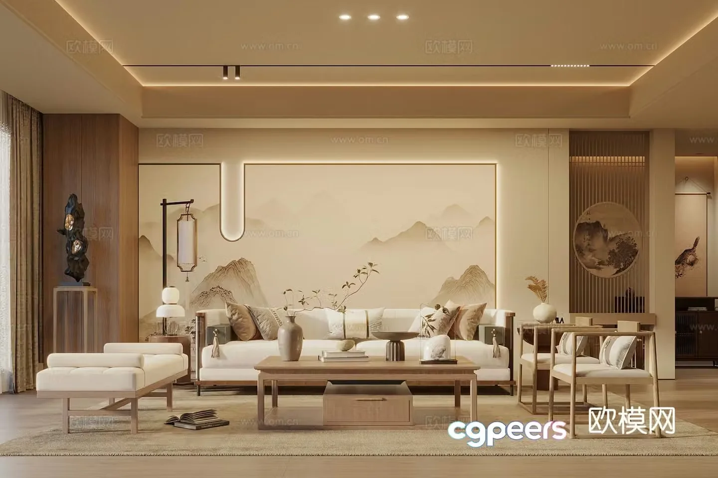 Song’s new stroke living room sofa coffee table combination sofa background wall leisure chair coffee table Song’s 3D model