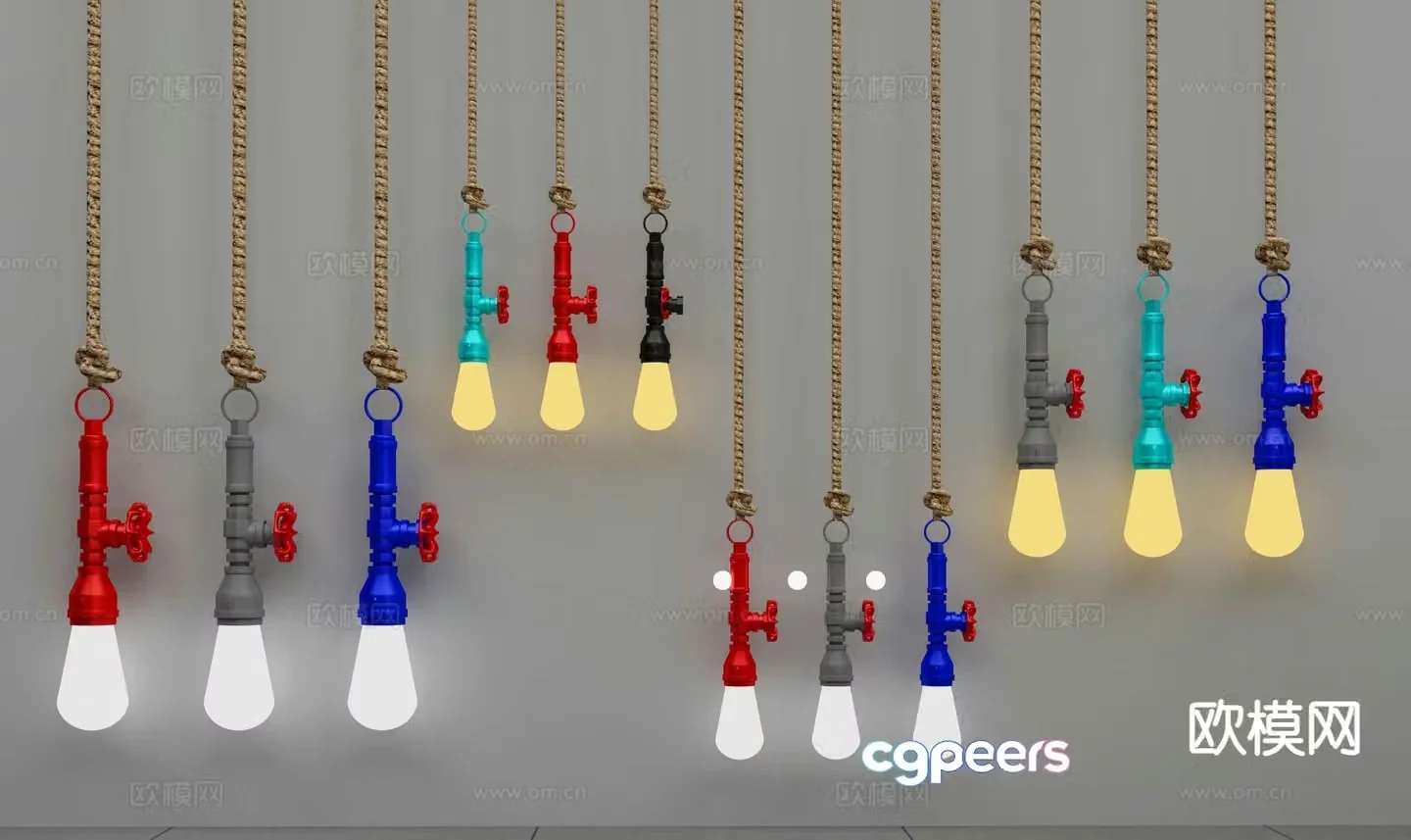 Modern colorful chandelier 3d model