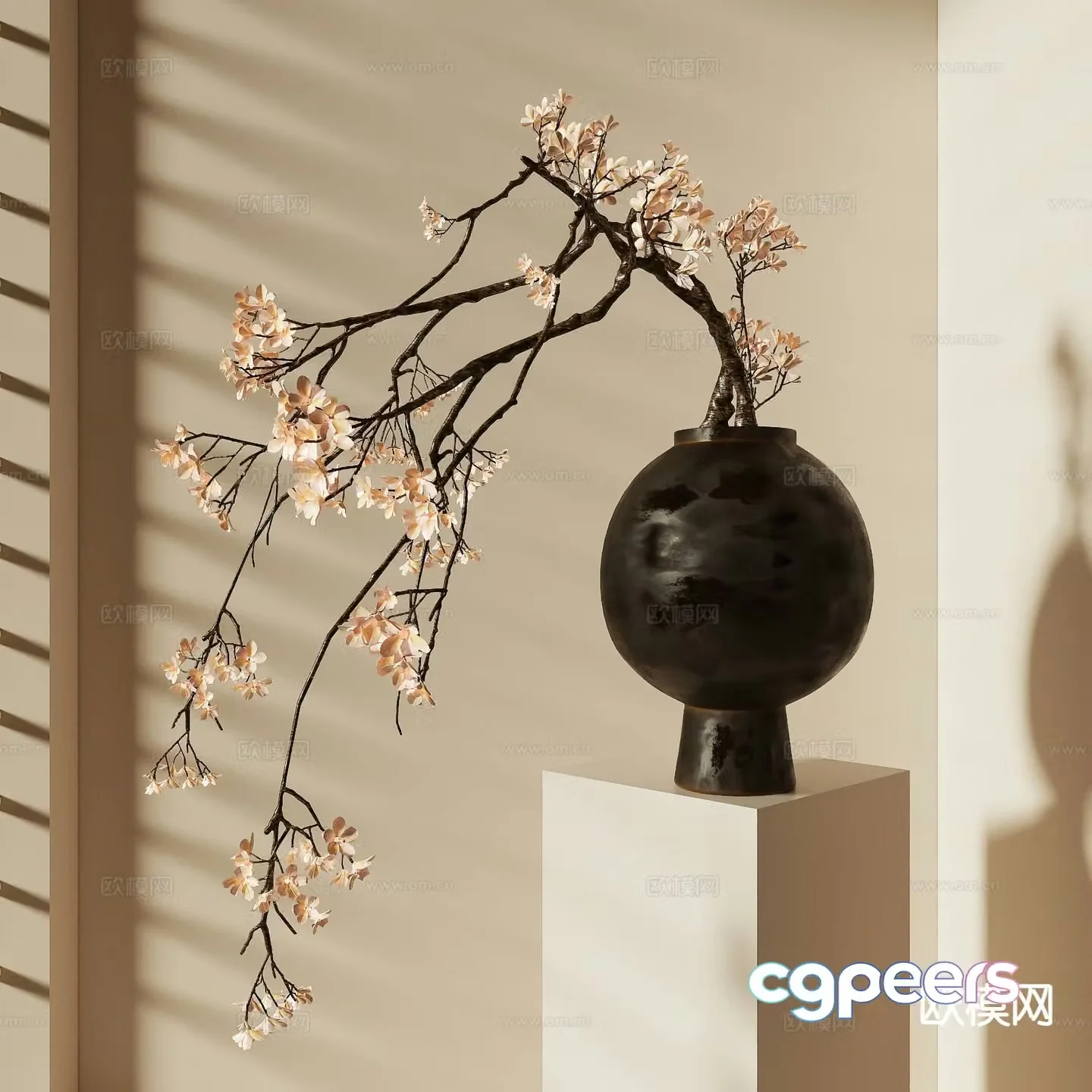 New Chinese style dead branch vase clay pot 3D model