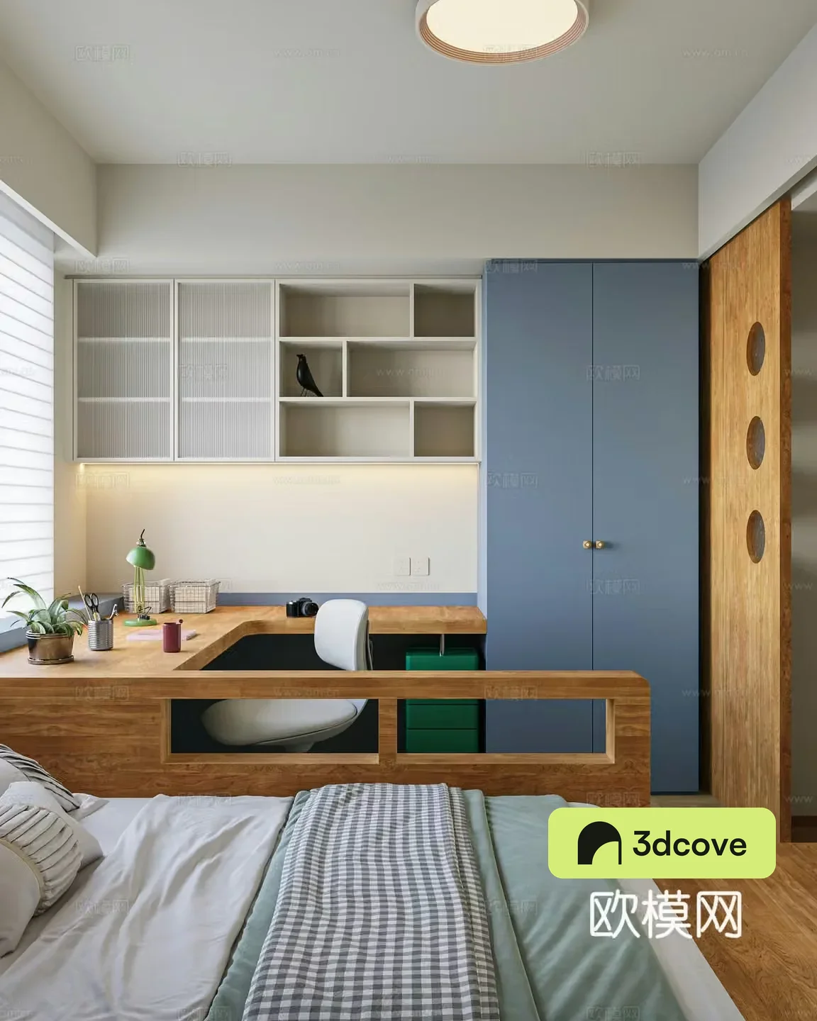 Modern tatami children’s room desk wardrobe medieval hole door