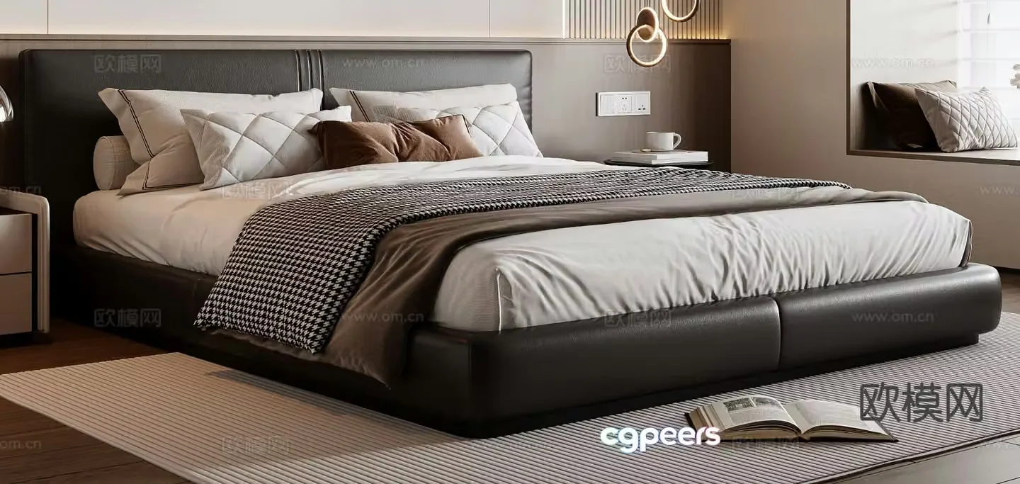 Italian double bed 3d model