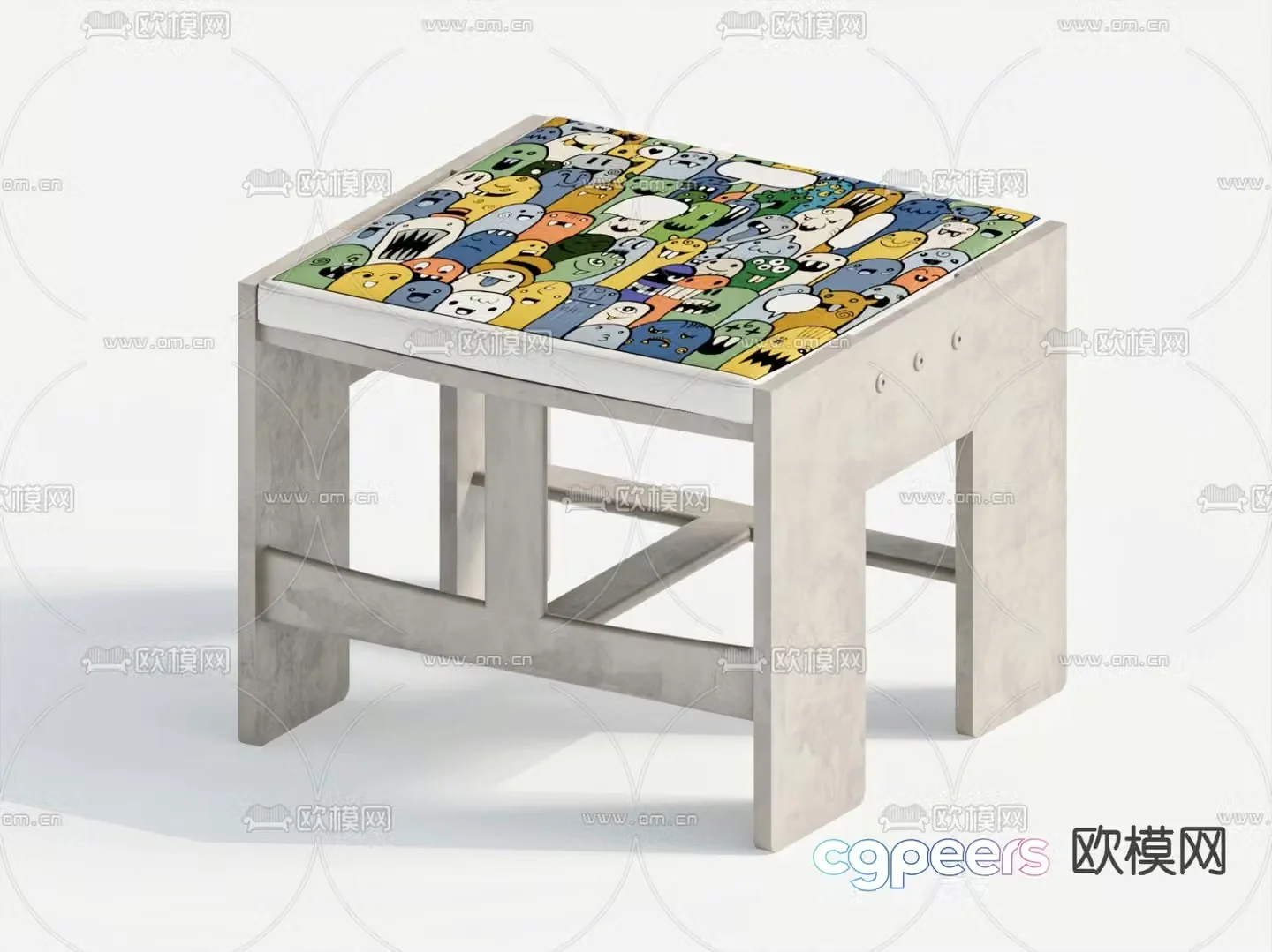 Modern children’s stool cartoon stool 3d model