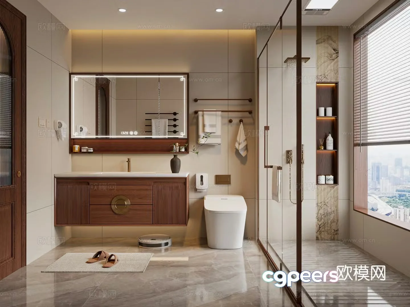 Modern new Chinese style bathroom shower toilet bathroom supplies bathroom cabinet 3d model