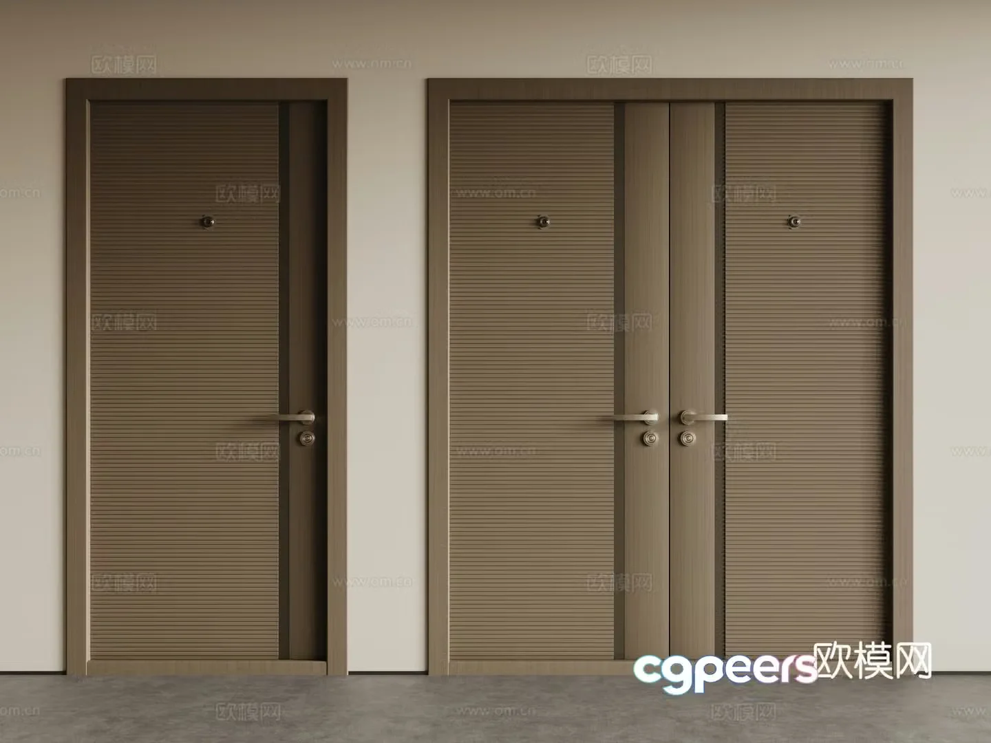 Modern mother and child door wooden door swing door 3d model