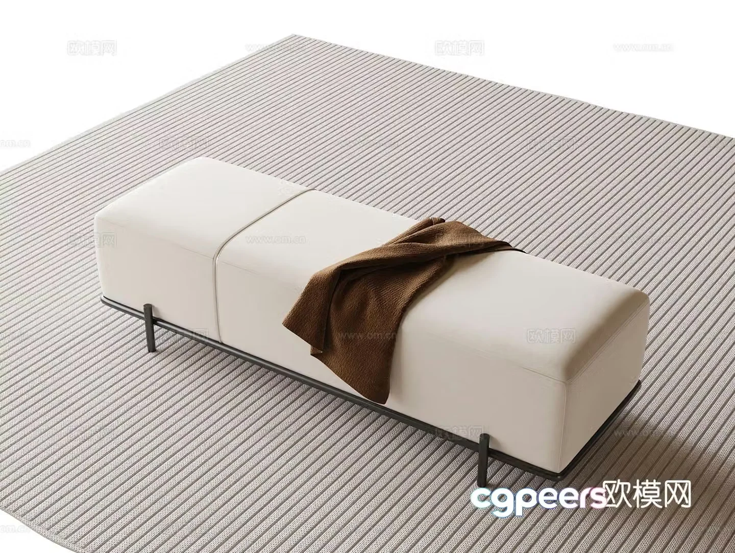 Modern footrest bedside stool 3d model